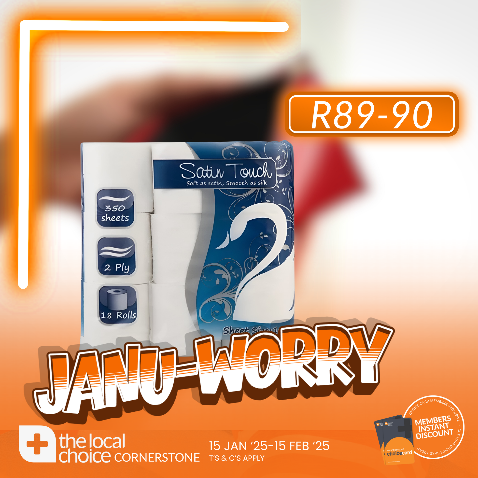 Satin Touch Toilet Paper 2 Ply, 18's